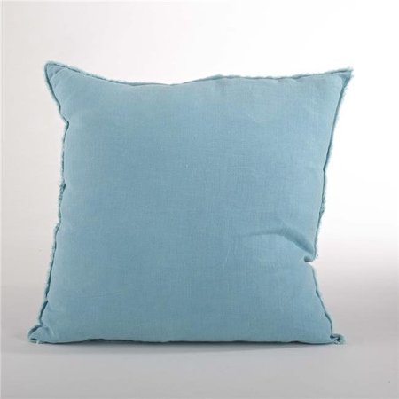 SARO LIFESTYLE SARO 13049.OB20S 20 in. Square Fringed Design Linen Down Filled Pillow - Ocean Blue 13049.OB20S